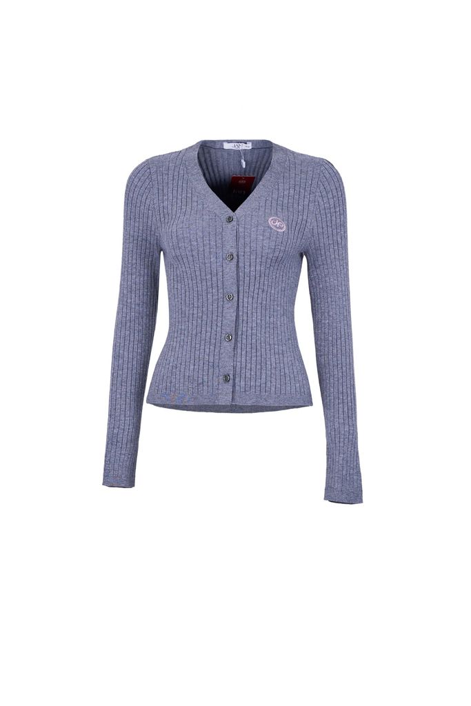 FOL595 - Áo len cao cấp dáng ôm cổ xẻ V tay dài ngực áo thêu hoạ tiết cài khuy thân trước - JAN.