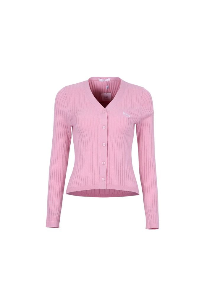 FOL595 - Áo len cao cấp dáng ôm cổ xẻ V tay dài ngực áo thêu hoạ tiết cài khuy thân trước - JAN.