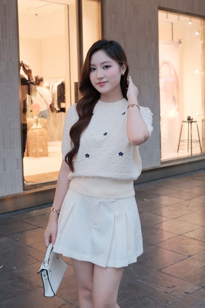 FJN1715 - Chân váy ngắn vải denim dáng A xòe thân váy xếp ly tạo kiểu khóa thân trước - JAN.