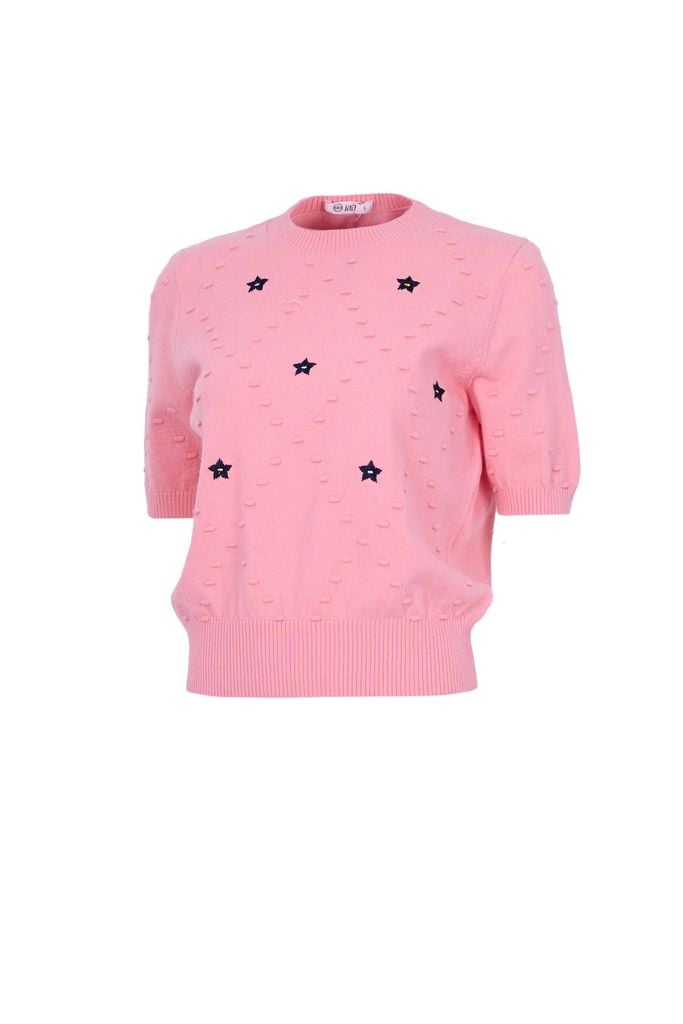 FOL596 - Áo len cao cấp cổ tròn tay lỡ thân áo hoạ tiết thời trang gấu áo bo chun ôm tạo kiểu - JAN.