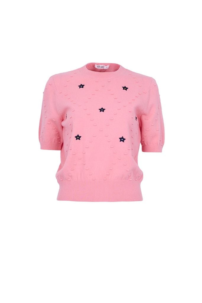 FOL596 - Áo len cao cấp cổ tròn tay lỡ thân áo hoạ tiết thời trang gấu áo bo chun ôm tạo kiểu - JAN.