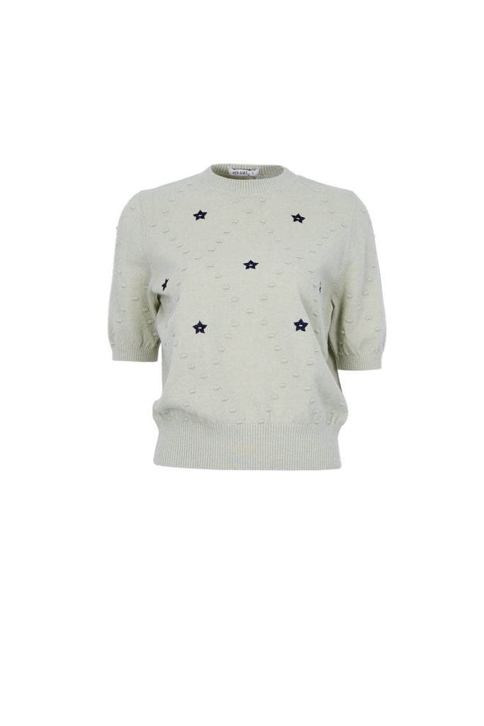 FOL596 - Áo len cao cấp cổ tròn tay lỡ thân áo hoạ tiết thời trang gấu áo bo chun ôm tạo kiểu - JAN.