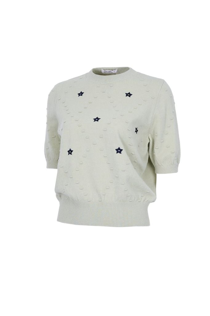 FOL596 - Áo len cao cấp cổ tròn tay lỡ thân áo hoạ tiết thời trang gấu áo bo chun ôm tạo kiểu - JAN.