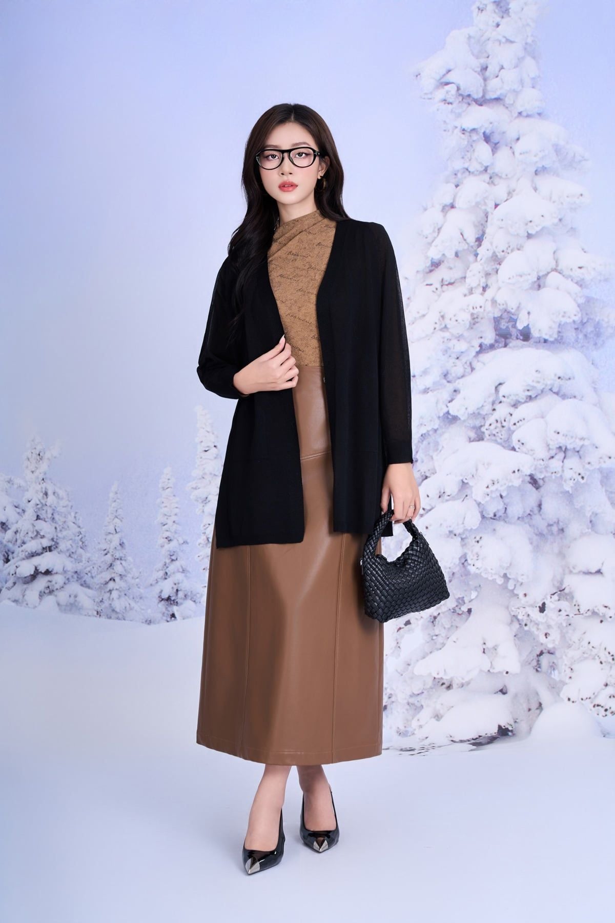 FOL601 - Áo khoác len mỏng dáng suông tay dài bên hông xẻ tà thời trang - PANTIO