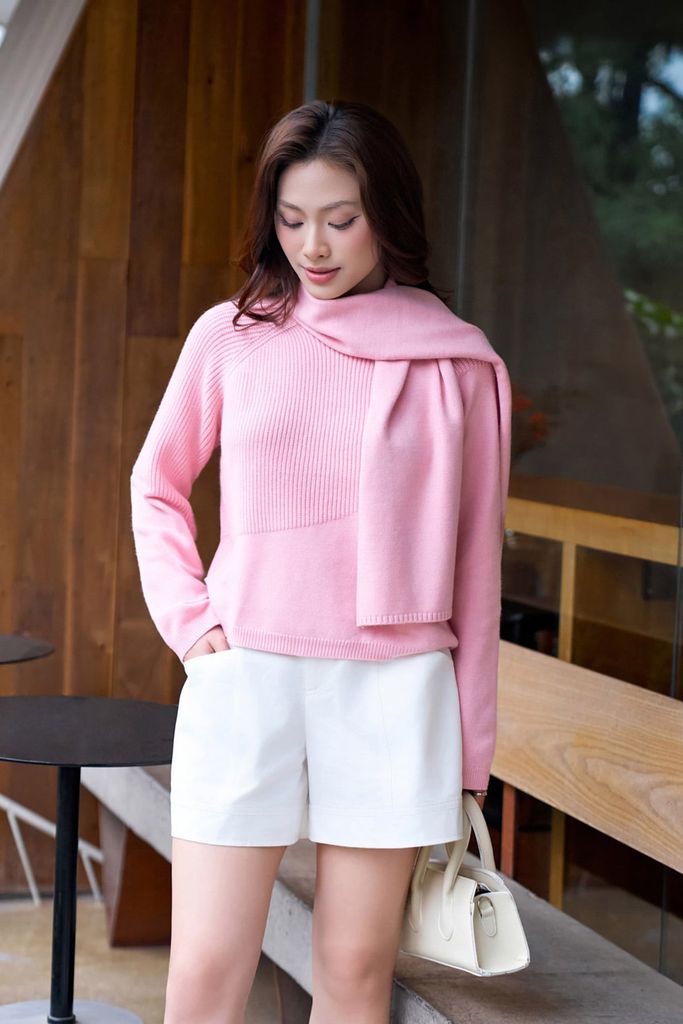 FQN3367 - Quần short vải kaki dáng A ống quần phối đường viền thời trang khoá thân trước - PANTIO