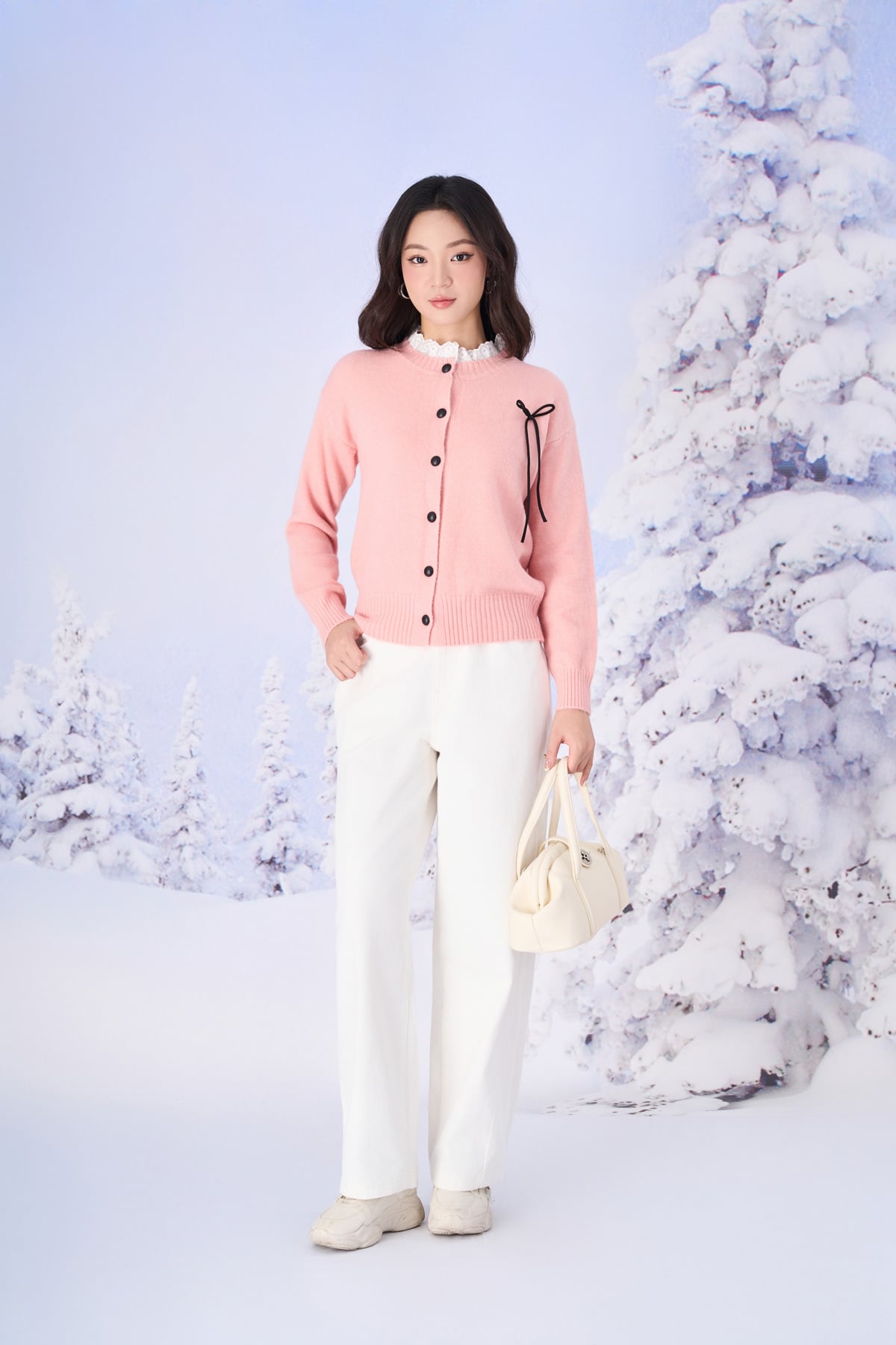 FQB203 - Quần jean dạo phố vải denim dáng suông ống rộng lên gấu tạo kiểu khóa thân trước - PANTIO