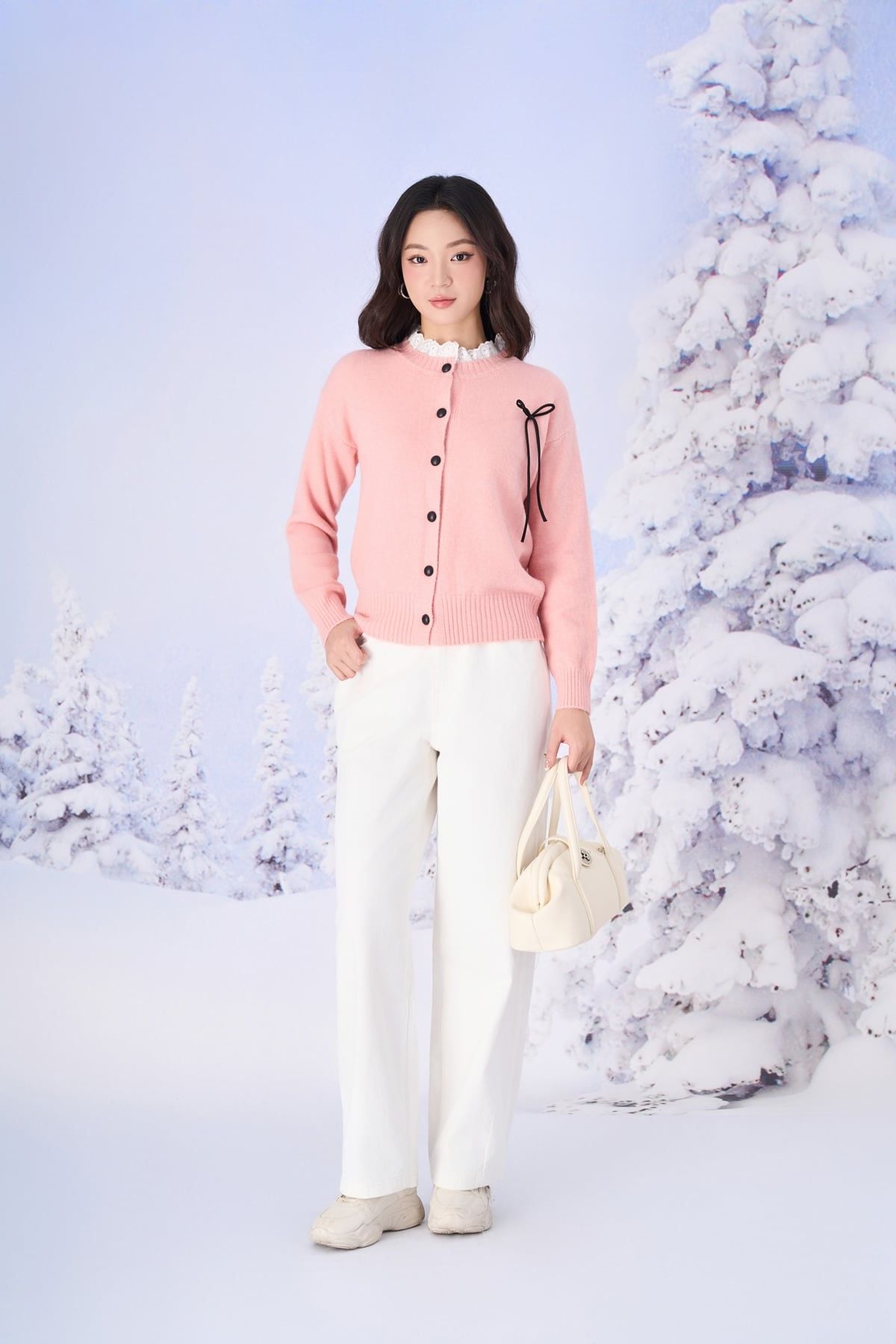 FQB203 - Quần jean dạo phố vải denim dáng suông ống rộng lên gấu tạo kiểu khóa thân trước - PANTIO