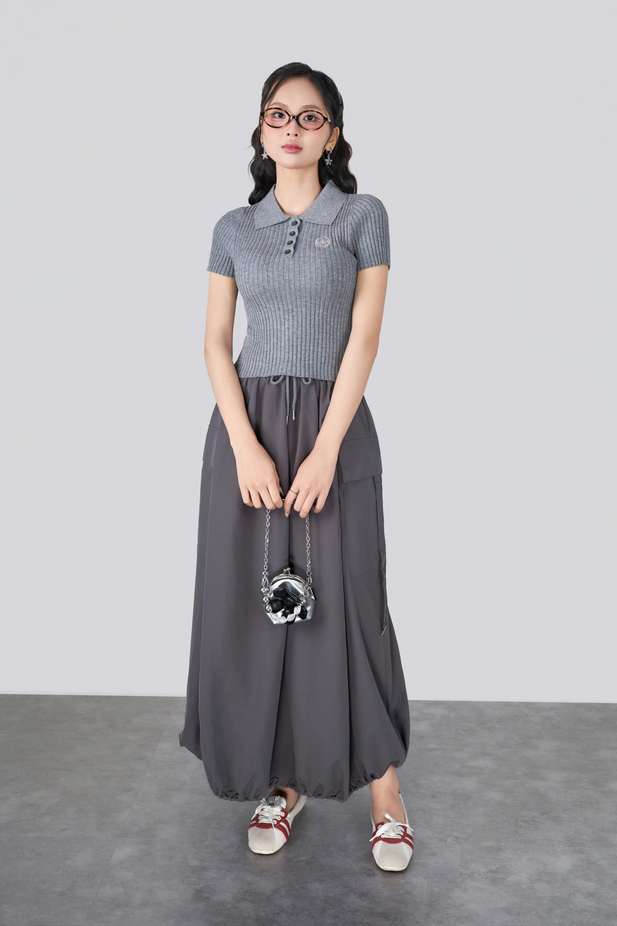 BJD33517 - Chân váy dài vải gió cao cấp dáng bí cạp chun co giãn phối dây rút tạo kiểu thân váy có túi hộp thời trang - JAN.