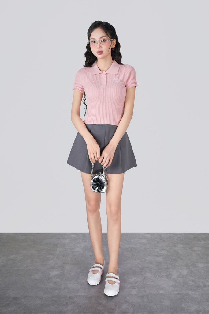 FOL624 - Áo len cao cấp dáng ôm cổ bẻ phối khuy tạo kiểu ngực áo thêu hoa tiết thời trang - JAN.