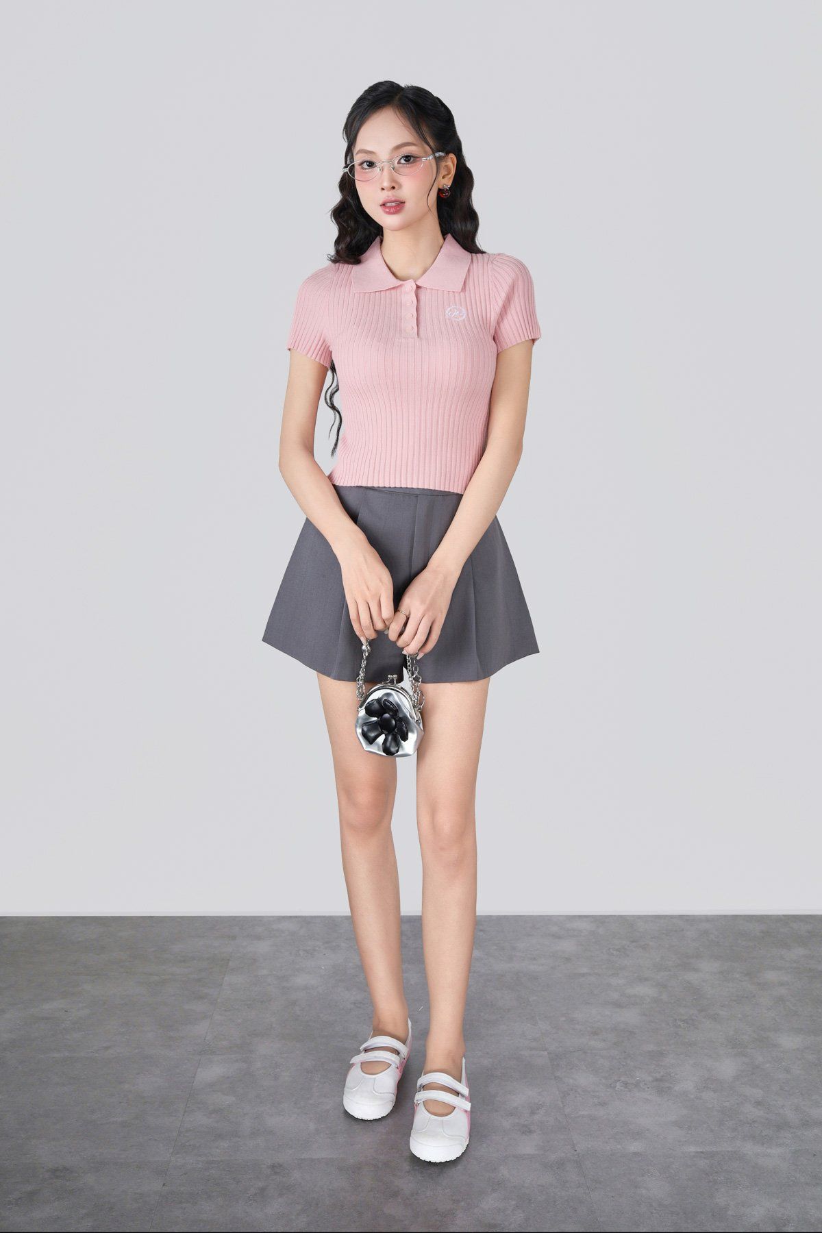 FOL624 - Áo len cao cấp dáng ôm cổ bẻ phối khuy tạo kiểu ngực áo thêu hoa tiết thời trang - JAN.