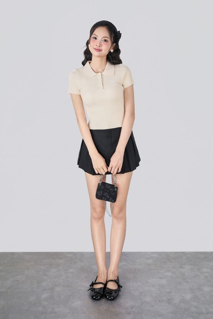 FOL624 - Áo len cao cấp dáng ôm cổ bẻ phối khuy tạo kiểu ngực áo thêu hoa tiết thời trang - JAN.