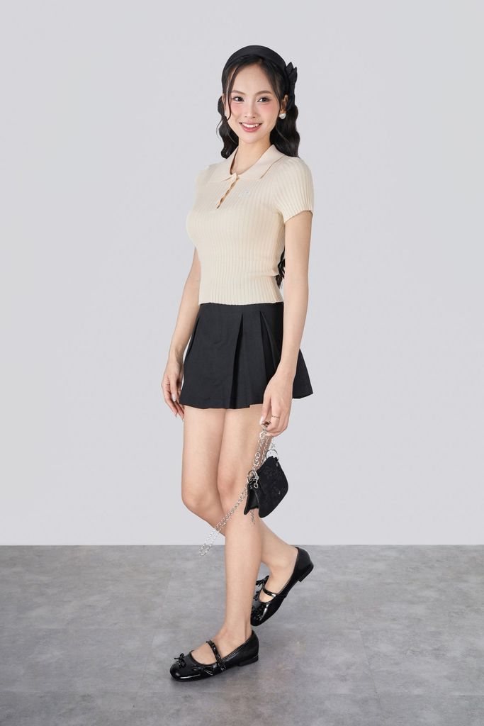 FOL624 - Áo len cao cấp dáng ôm cổ bẻ phối khuy tạo kiểu ngực áo thêu hoa tiết thời trang - JAN.