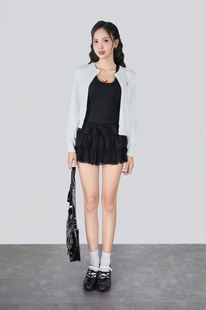 FOL625 - Áo len cao cấp vải len dáng ôm cổ tròn tay dài ngực áo có hoạ tiết thời trang cài khuy thân trước - JAN.