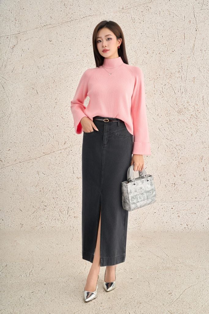 FOL646 - Áo len cao cấp dáng suông cổ cao tay rộng tạo kiểu - PANTIO