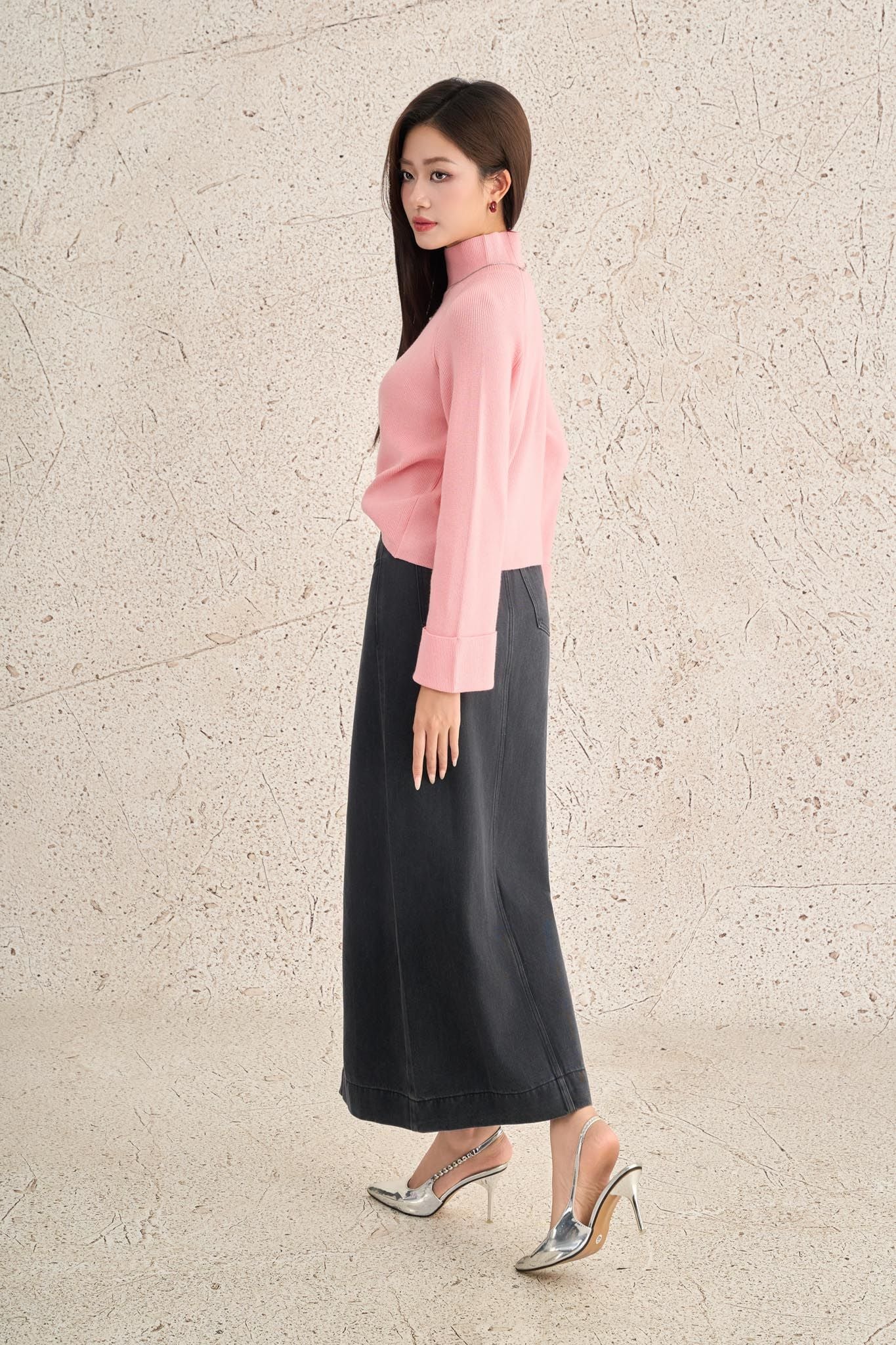 FOL646 - Áo len cao cấp dáng suông cổ cao tay rộng tạo kiểu - PANTIO