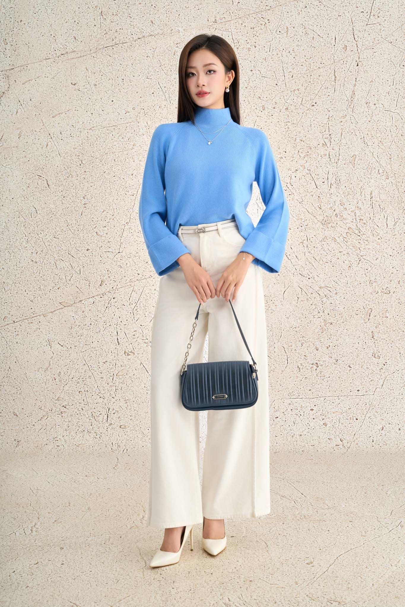 FOL646 - Áo len cao cấp dáng suông cổ cao tay rộng tạo kiểu - PANTIO