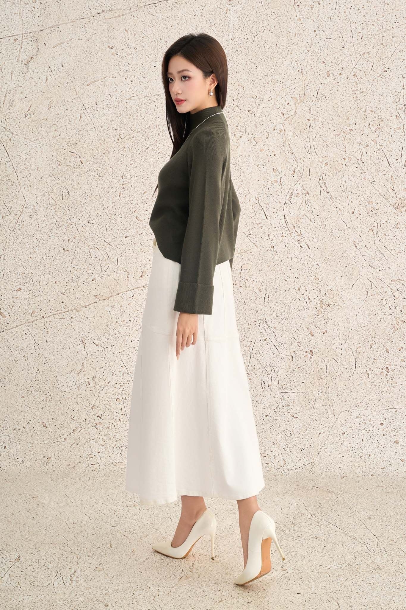 FOL646 - Áo len cao cấp dáng suông cổ cao tay rộng tạo kiểu - PANTIO