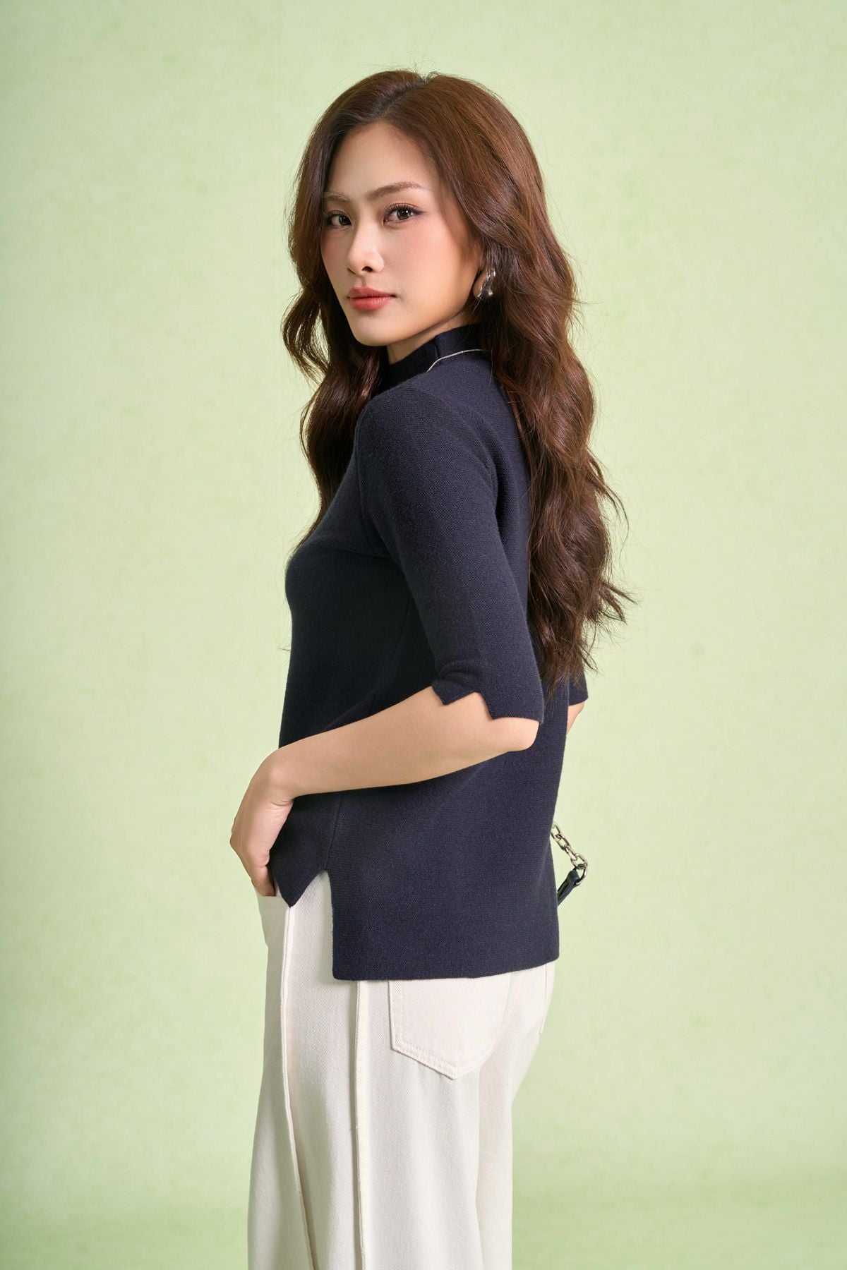 FOL655 - Áo len cao cấp dáng ôm cổ cao tay lửng thời trang - PANTIO