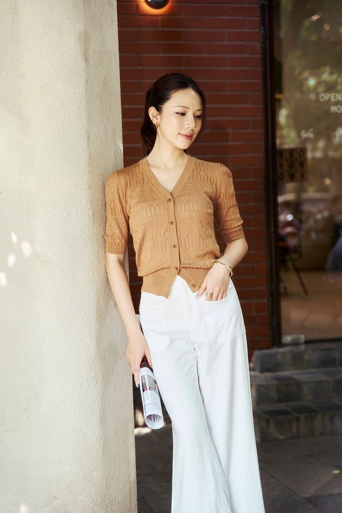 FQD51279 - Quần dài công sở vải denim dáng suông ống rộng cạp cao có túi tạo kiểu - PANTIO
