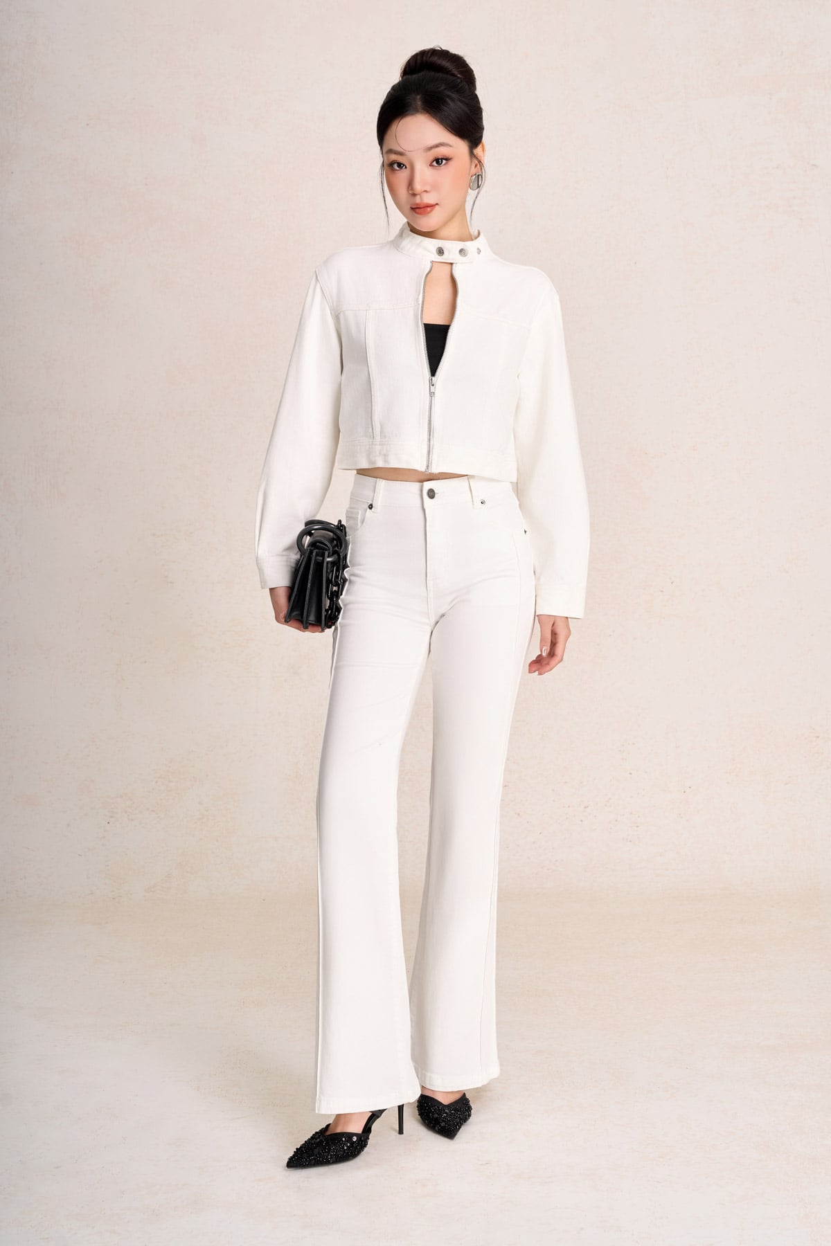 FQB217 - Quần jean dạo phố vải denim dáng ôm ống vẩy thời trang khoá thân trước - PANTIO