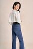 FVO085 - Áo khoác jean dáng croptop cổ tròn tay dài thân áo có túi tạo kiểu - PANTIO