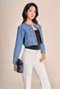 FVO085 - Áo khoác jean dáng croptop cổ tròn tay dài thân áo có túi tạo kiểu - PANTIO