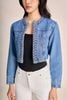 FVO085 - Áo khoác jean dáng croptop cổ tròn tay dài thân áo có túi tạo kiểu - PANTIO