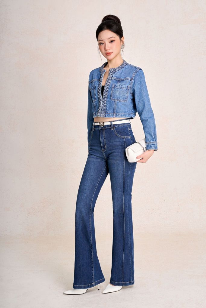 FQB217 - Quần jean dạo phố vải denim dáng ôm ống vẩy thời trang khoá thân trước - PANTIO