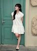 FDP33793 - tylekeo88 tv vải tơ dáng suông cổ bẻ thân váy phối vạt nhún tạo xoè - JAN.