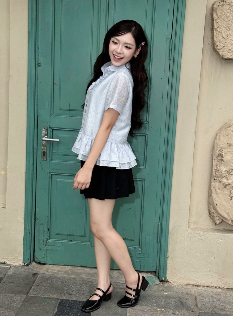 FJN3731 - Chân váy ngắn vải thun cotton dáng chữ A cạp chun co giãn thân váy xếp ly thời trang - JAN.