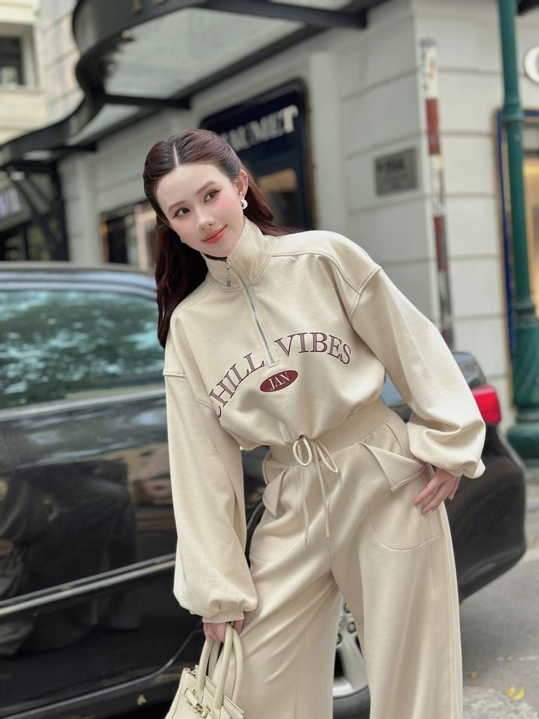 BQD93718 - Quần dài dạo phố vải thun cotton dáng suông ống rộng cạp chun thân quần có túi tạo kiểu - JAN.
