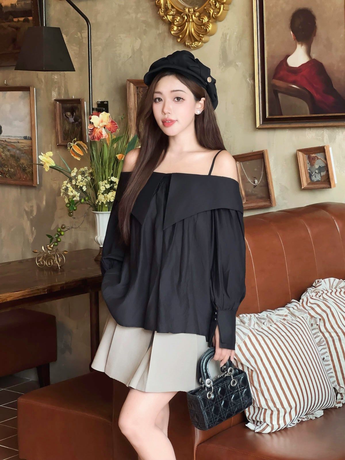 FJN5772 - Chân váy ngắn dạo phố vải thô đũi dáng chữ A thân váy xếp ly thời trang khoá thân sau ( có lót ) - JAN.