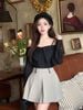 FJN5772 - Chân váy ngắn dạo phố vải thô đũi dáng chữ A thân váy xếp ly thời trang khoá thân sau ( có lót ) - JAN.