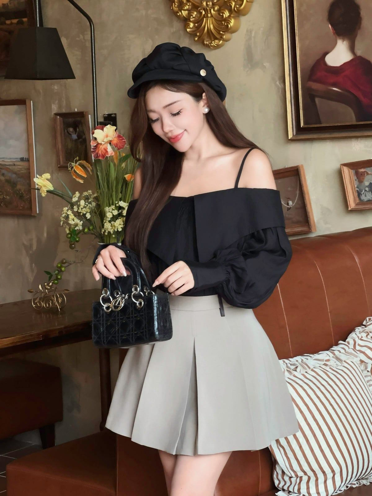 FJN5772 - Chân váy ngắn dạo phố vải thô đũi dáng chữ A thân váy xếp ly thời trang khoá thân sau ( có lót ) - JAN.
