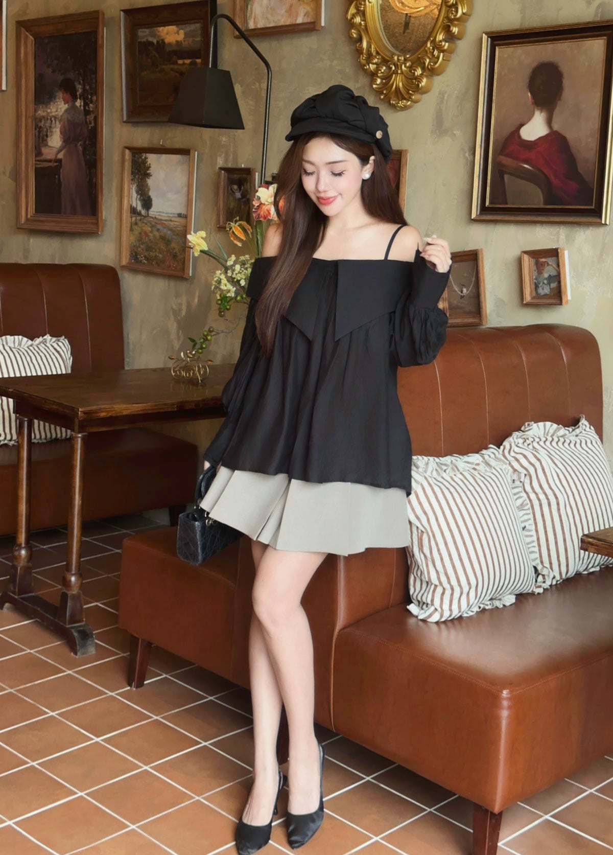 FJN5772 - Chân váy ngắn dạo phố vải thô đũi dáng chữ A thân váy xếp ly thời trang khoá thân sau ( có lót ) - JAN.
