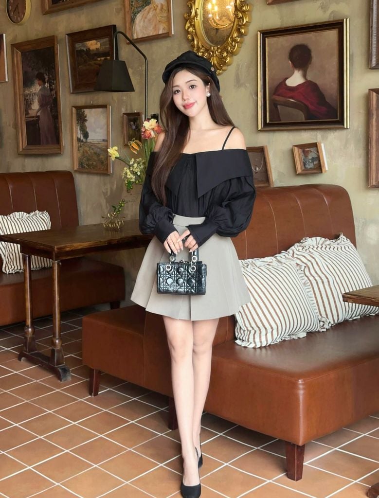 FJN5772 - Chân váy ngắn dạo phố vải thô đũi dáng chữ A thân váy xếp ly thời trang khoá thân sau ( có lót ) - JAN.