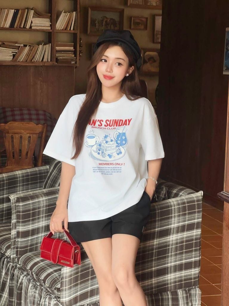 FAT3666 - Áo thun vải cotton dáng suông cổ tròn tay cộc thân áo in hoạ tiết thời trang - JAN.