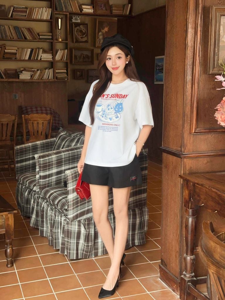 FAT3666 - Áo thun vải cotton dáng suông cổ tròn tay cộc thân áo in hoạ tiết thời trang - JAN.