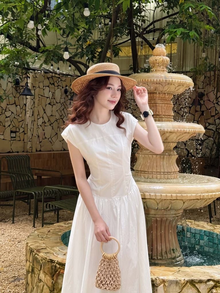 FDC35140 - tỷ lệ kèo 8899 vải thô kate dáng A cổ tròn vai chờm thân váy xếp nhún tạo xoè khóa thân sau - tỷ lệ kèo 8899