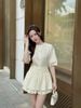 BQN73604 - Quần short vải thô dáng A cạp cao thân váy xếp ly bung hai tầng tạo xoè - JAN.