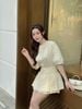 BQN73604 - Quần short vải thô dáng A cạp cao thân váy xếp ly bung hai tầng tạo xoè - JAN.