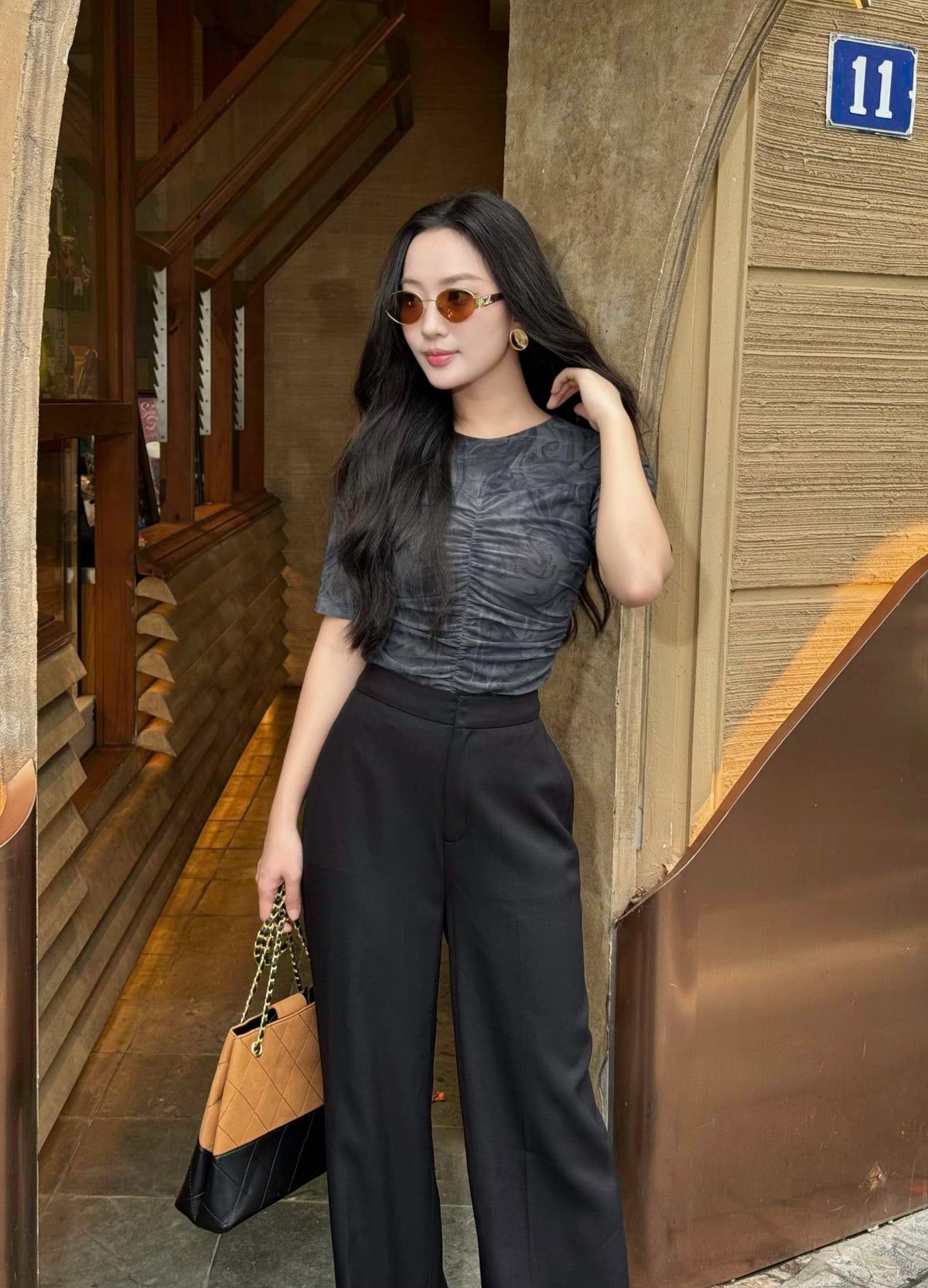 FAT3471 - Áo thun dệt kim vải lưới dáng ôm cổ tròn tay ngắn thời trang - PANTIO