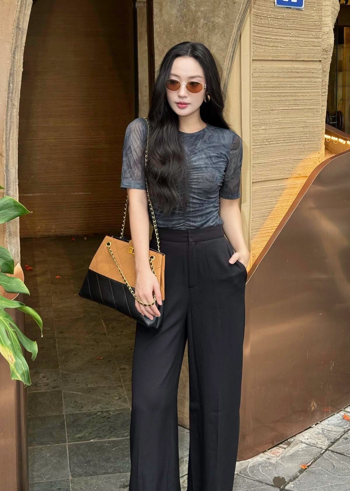 FAT3471 - Áo thun dệt kim vải lưới dáng ôm cổ tròn tay ngắn thời trang - PANTIO