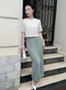 BAS13381 - Áo sơ mi kiểu công sở vải ren hoa dáng croptop cổ tròn tay ngắn thân áo đính nơ tạo kiểu khoá bên hông - PANTIO