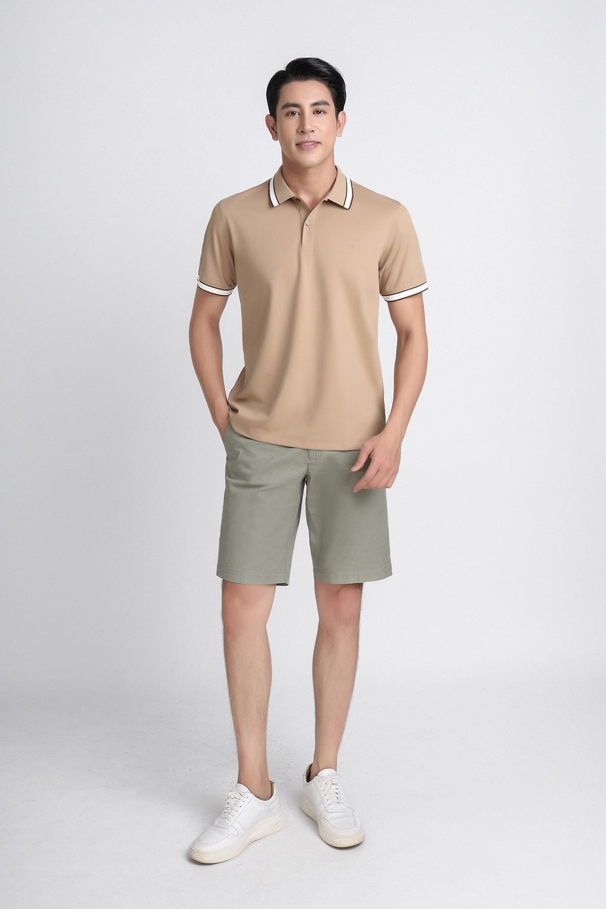 MQN3057 - Quần short kaki nam vải trơn màu form Regular fit kiểu dáng quần ngắn - PANTIO