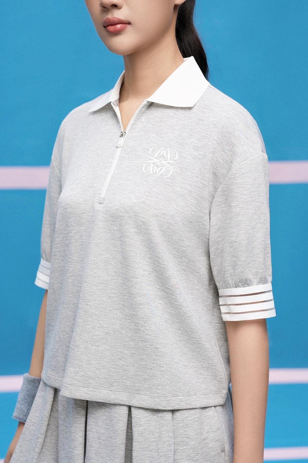 BAT53589 - Áo thun thể thao cao cấp vải cotton dáng ngắn cổ bẻ tay bồng nhẹ thời trang - PANTIO
