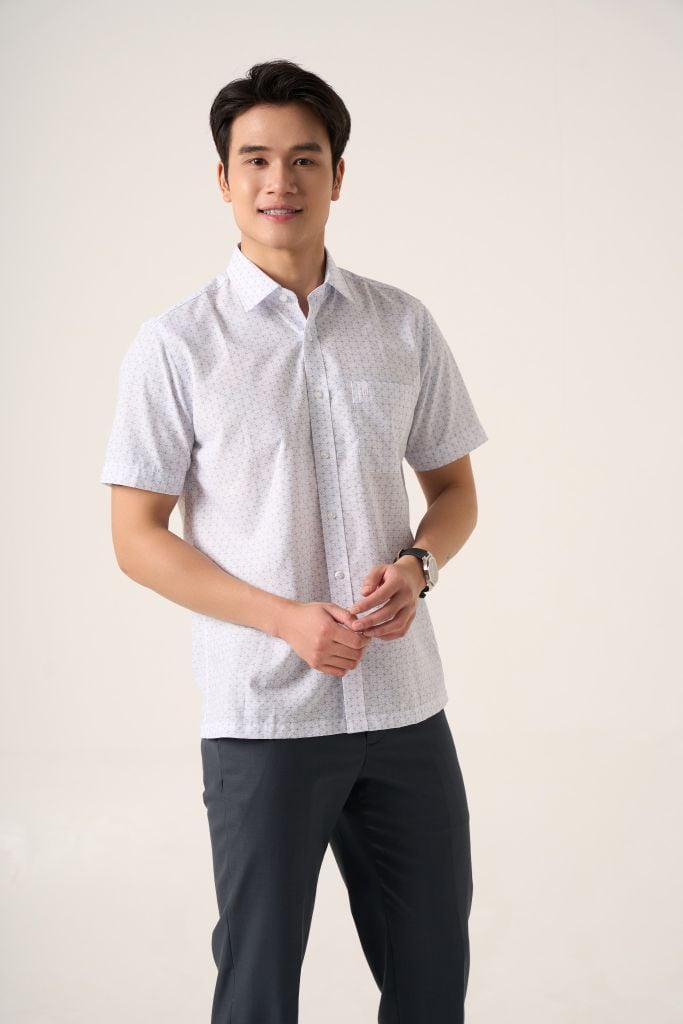 Sơ mi nam cộc tay May 10 form RegularFit mã 010124241GB AH400