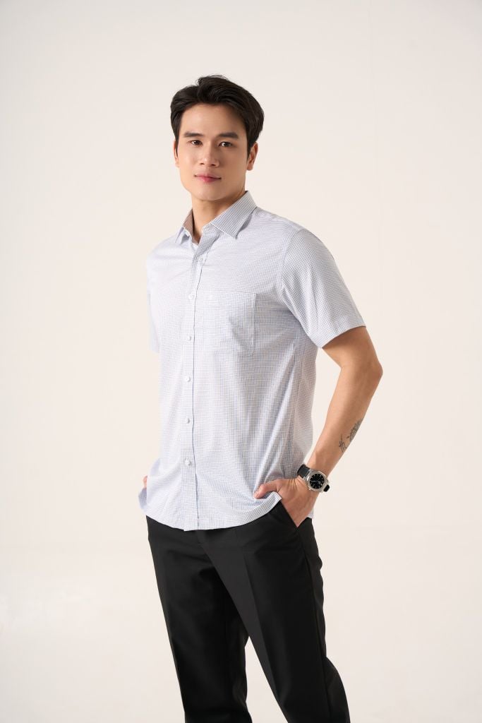 Sơ mi nam cộc tay May 10 form RegularFit mã 010125030 AK573