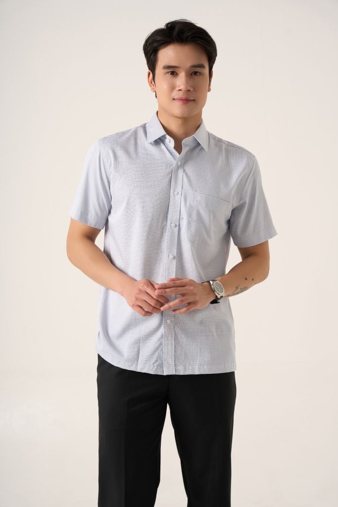 Sơ mi nam cộc tay May 10 form RegularFit mã 010125030 AK573