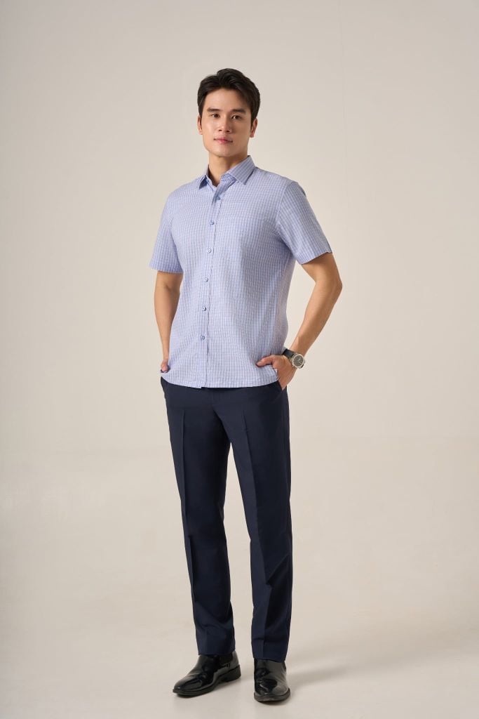 Sơ mi nam cộc tay GrusZ form RegularFit mã 010125041GZGB AK635